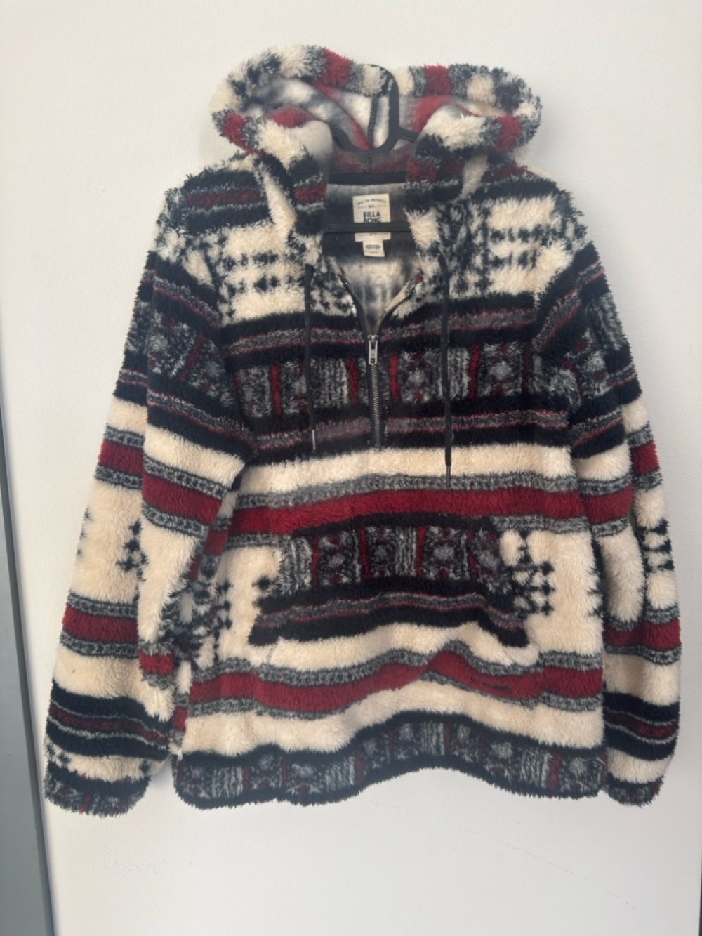 Billabong Sherpa Fleece Quarter Zip Hoodie Jacket Size Large